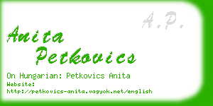 anita petkovics business card